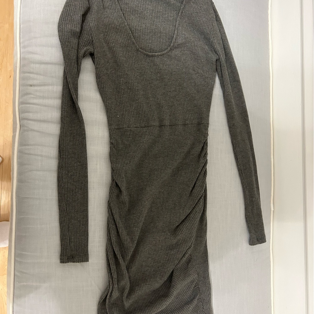 Nasty gal grey long sleeve wrap dress